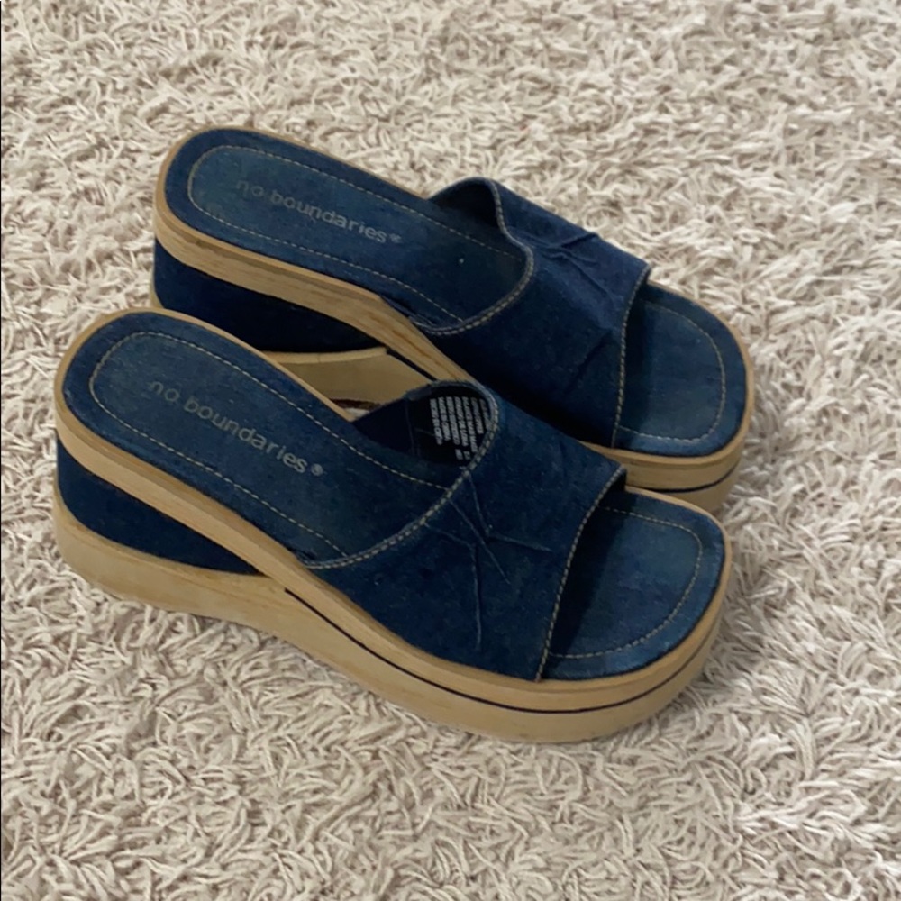 Platform Jean/cork sandals 90s style size 8